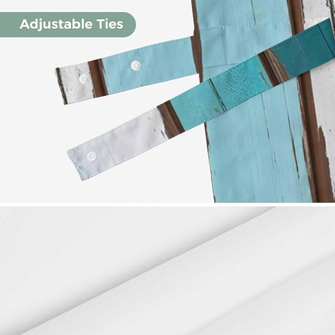 Turquoise Teal Tie Up Valance Curtains - Image 7