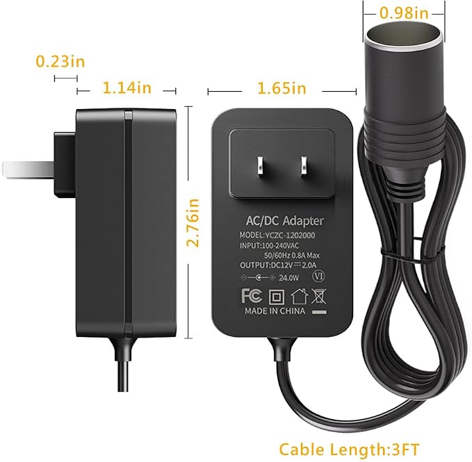 AC to DC Converter 2A Car Cigarette Lighter Socket, SANSUN 120V to 12V Supply - Image 2