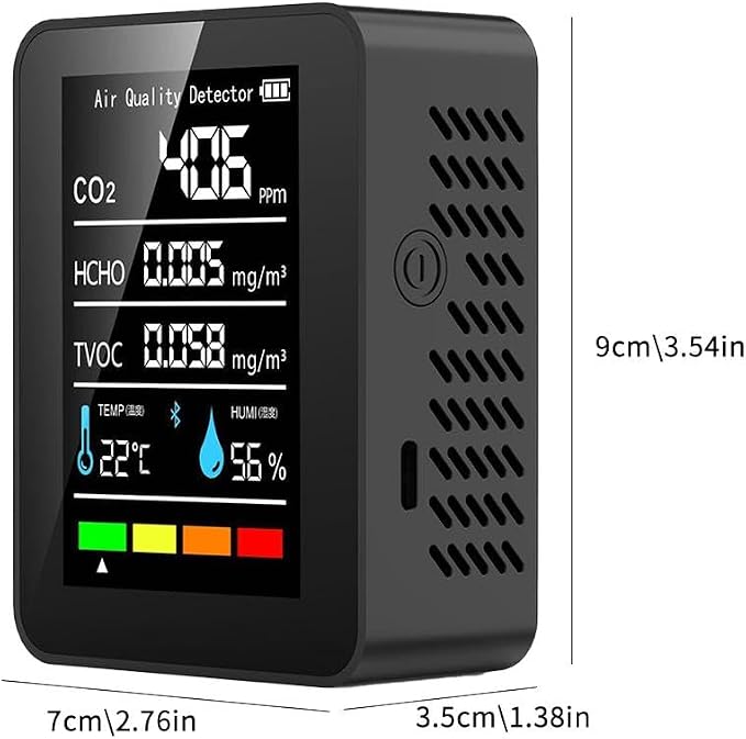 Air Quality Monitor, CO2 Monitor, 5in1 Indoor CO2 Detector Formaldehyde HCHO - Image 6