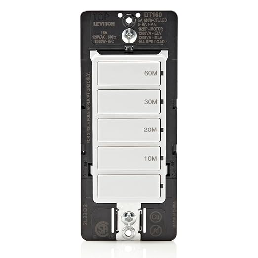 Leviton Countdown Timer Switch for bathroom fan and household lights, by Leviton