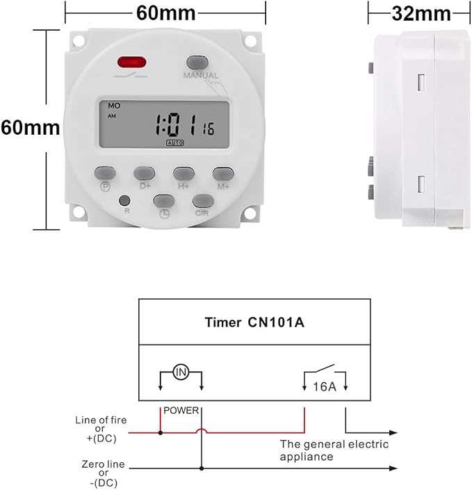 CN101A 12V Timer Switch 7 Days Weekly Programmable Digital Time Relay DC/AC - Image 3
