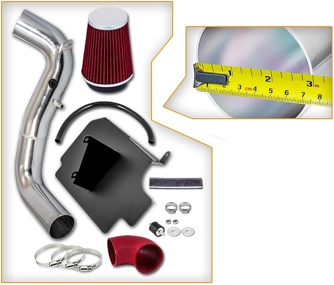 Heat Shield Cold Air Intake Kit & Red Filter Combo Compatible - Image 2