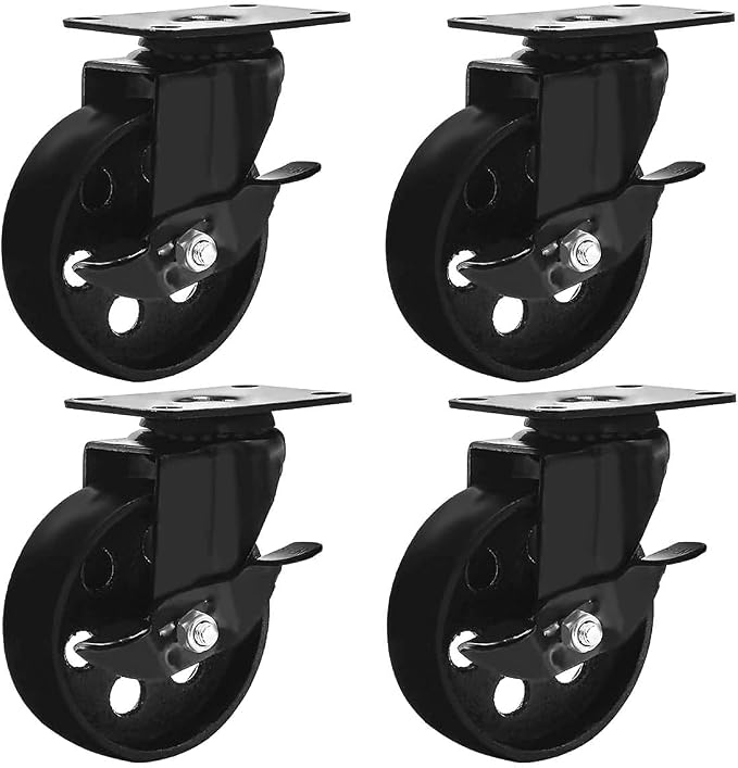 FactorDuty Set of 4 Metal Swivel Plate Caster Wheels by FactorDuty