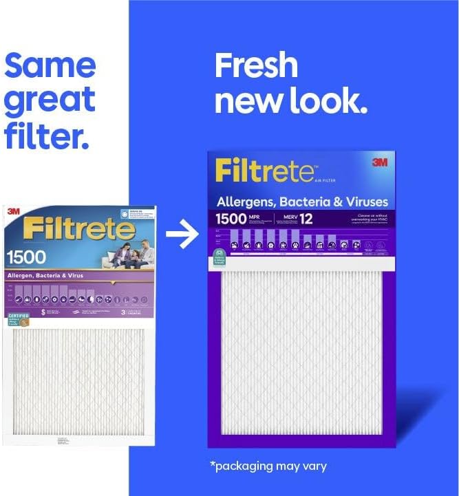 Filtrete 12x24x1 Air Filter, MERV 12, MPR 1500, Bacteria & Viruses, 3-Month AC - Image 2