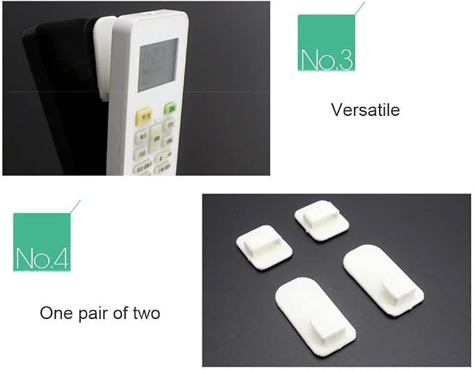 Wall Mount Remote Control Hanger 4 Pcs Self Adhesive Hook Set Holder - Image 2