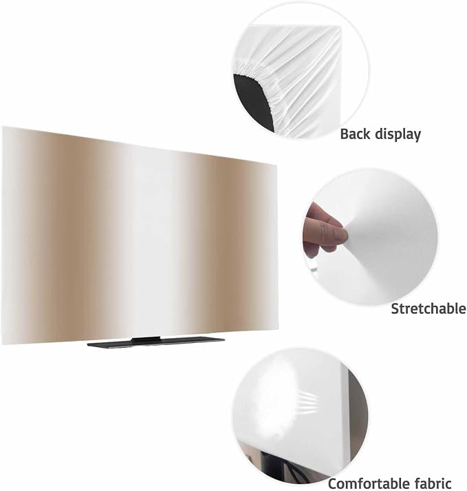 Modern Khaki White Ombre Indoor TV Cover, Elastic TV Screen Protector - Image 7