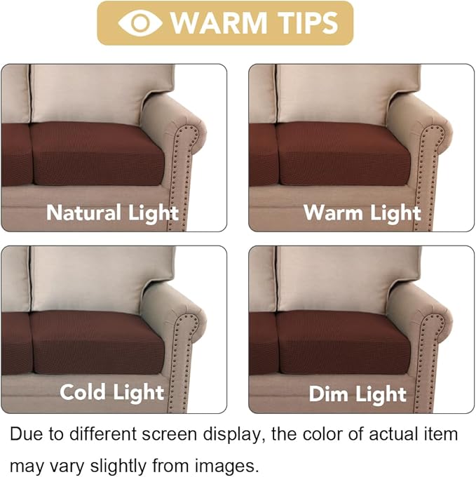H.VERSAILTEX Super Stretch Individual Seat Cushion Covers Sofa Covers Couch Covers Slipcover Sets Thick Jacquard Textured Twill Fabric (2 Piece Large Sofa Cushion Covers, Burnt Brick)