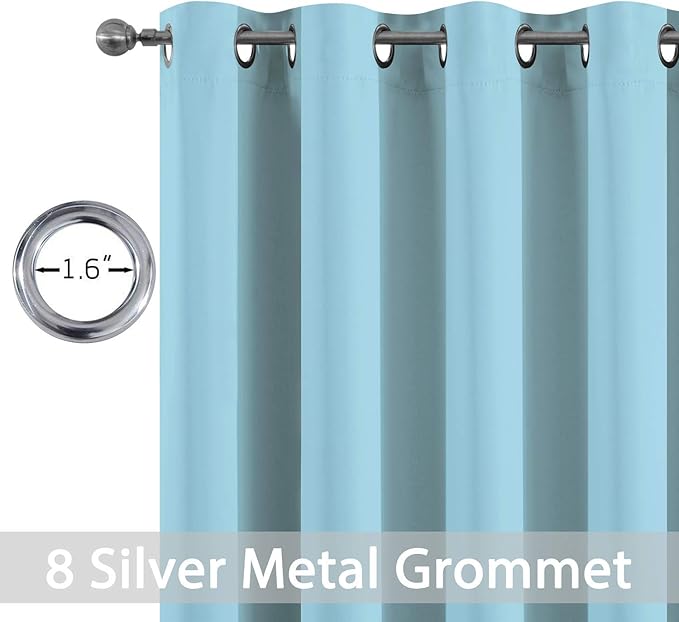 Yakamok Blackout Curtains with Grommet top Room Darkening Thermal Insulated Window Curtains for Living Room, 52 x 72Inch, Sky Blue, Set of 2