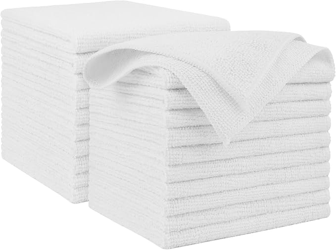AIDEA Microfiber Cleaning Cloth White 20PK, Lint Free Cleaning Rags, Microfiber by AIDEAHOME