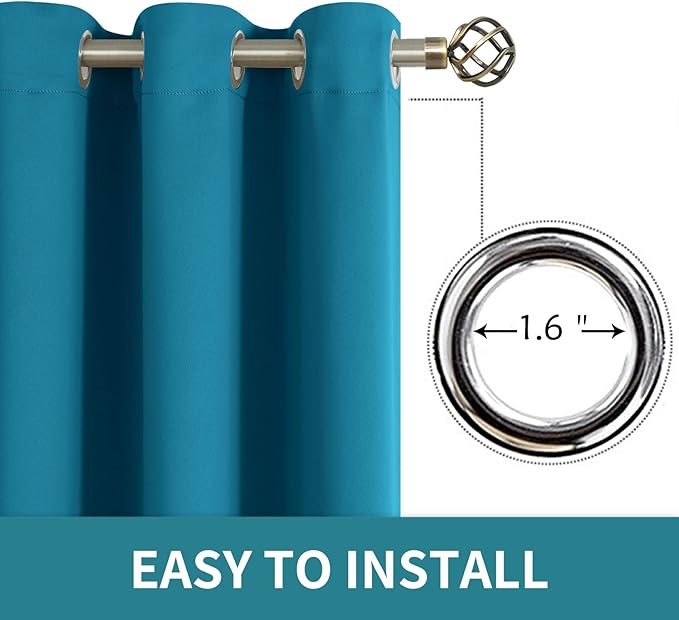 BGment Blackout Curtains - Grommet Thermal Insulated Room Darkening Bedroom and Living Room Curtains, Set of 2 Panels (42 x 84 Inch, Peacock Blue)