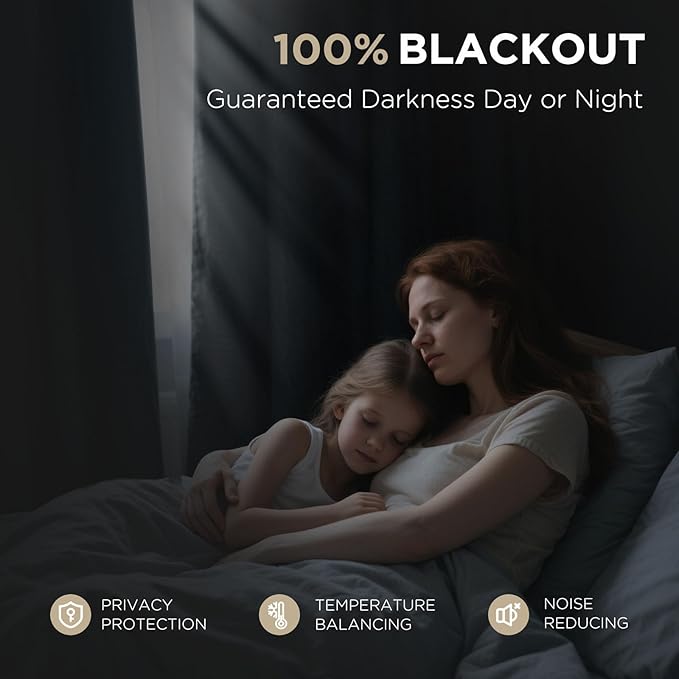 Joydeco Blackout Curtains for Bedroom - 72 Inch Long 100% Light Blocking 2 Panels Light Grey Drapes, Thermal Insulated Room Darkening Curtains, Linen Textured for Living Room, Rod Pocket & Back Tabs
