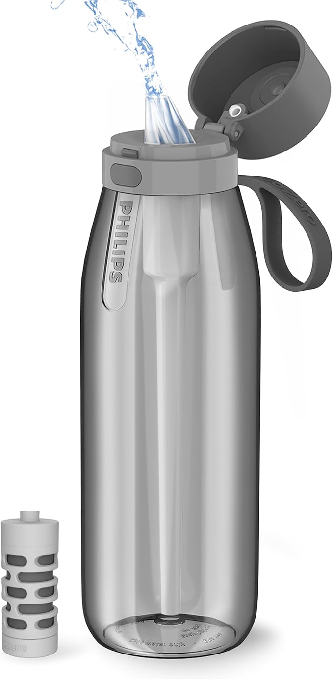PHILIPS Filtered Water Bottle, BPA-Free Tritan Plastic Water Bottles, Replaces by Unknown