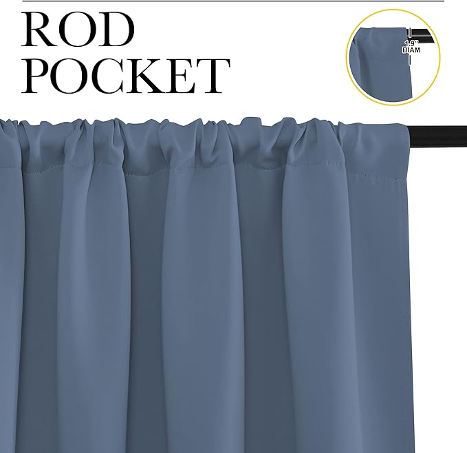 NICETOWN RV Blackout Curtains for Camper Windows, Short Blackout Curtains & Drapes, Thermal Insulated Blackout Curtain Panels for Kids Room, Play Room (Stone Blue, 29" Wide by 40" Long, 2 PCs)