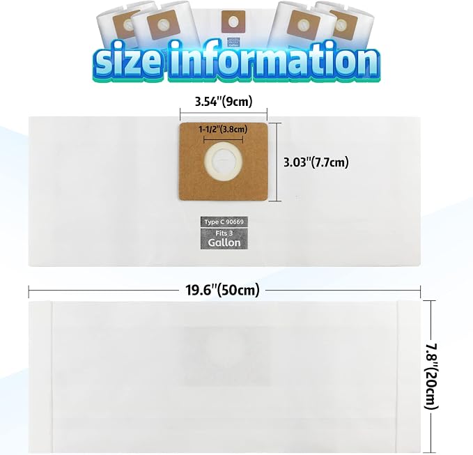 for Shop Vac Bags 3 Gallon, Type C - Image 3