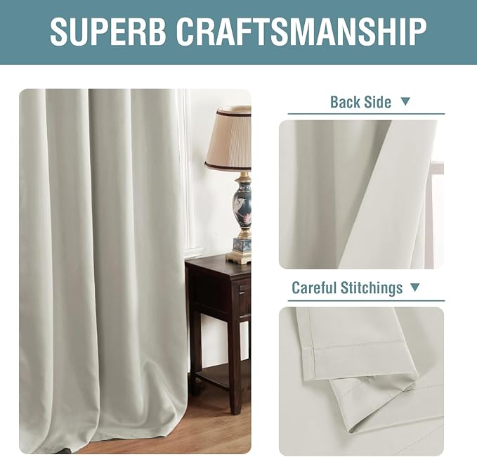 H.VERSAILTEX Light Blocking Curtain for Living Room Thermal Insulated Window Treatment Panel/Drape for Dining Room, Elegant Soft Curtain for Bedroom Grommet Top One Panel (Ivory - 52x120 Inches)