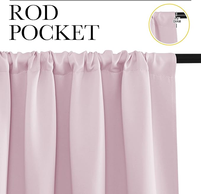 NICETOWN RV Blackout Curtains for Camper Windows, Baby Pink, 29" Wide by 50" Long, 2 PCs, Short Blackout Curtains & Drapes, Thermal Insulated Blackout Curtain Panels for Kids Room, Play Room