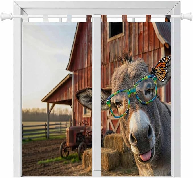 Farm Donkeys Living Room Curtains 84 Inch Length, Window Curtains Tab Top by Unknown