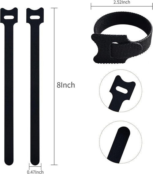 100 PCS 8 Inches Black Reusable Cable Ties, Adjustable Cord Straps, Cable - Image 2