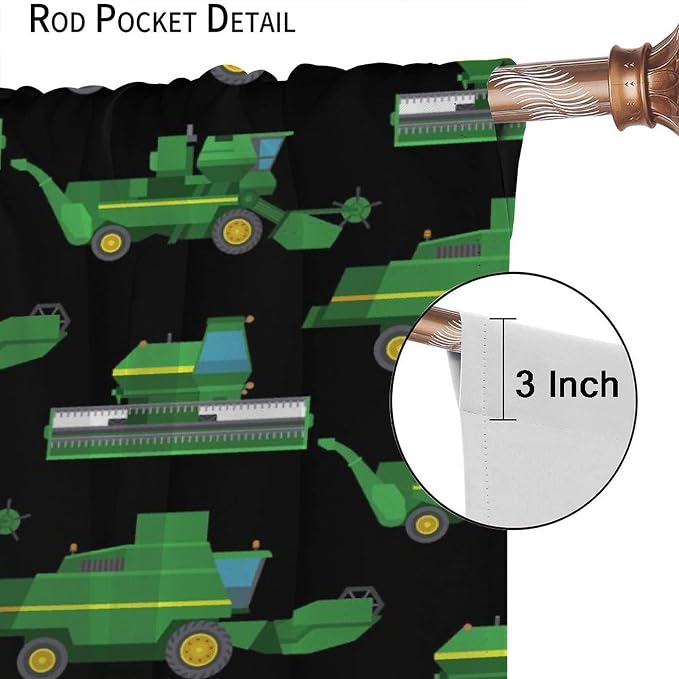 Kids Agriculture Machine Window Curtains, Farm Equipment Tractors Transport - Image 6