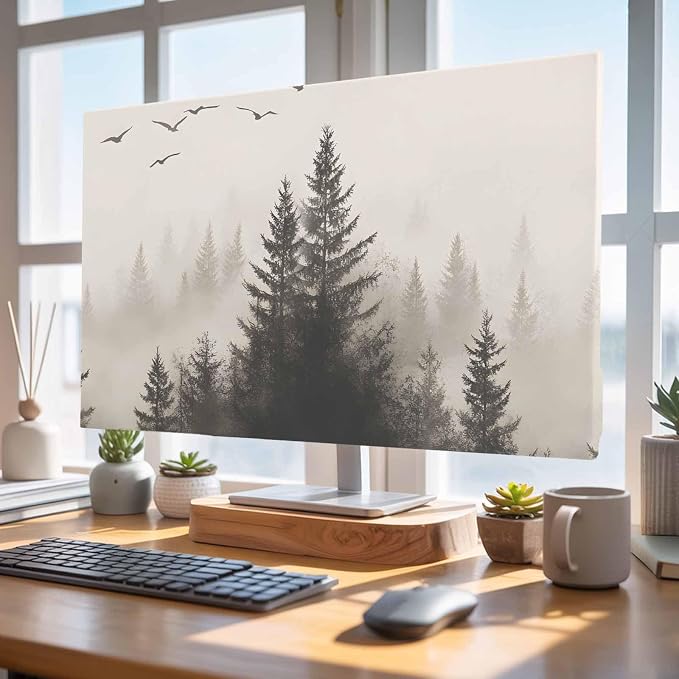 Watercolor Retro Forest Mountains Indoor TV Cover, Elastic TV Screen Protector - Image 4