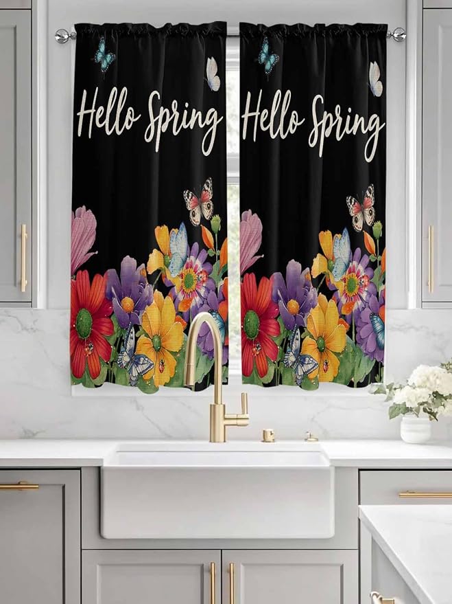Spring Flowers Living Room Curtains 72 Inches length, Watercolor Country - Image 3