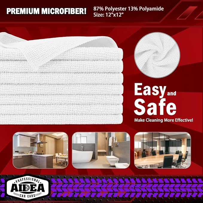 AIDEA Microfiber Cleaning Cloth White 5PK, Microfiber Towels - Image 6
