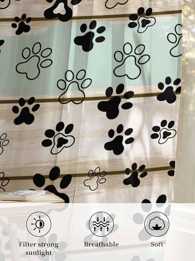 Sheer Curtains 108 Inches Long, Sage Green Beige Farmhouse Semi Sheer Curtains - Image 6