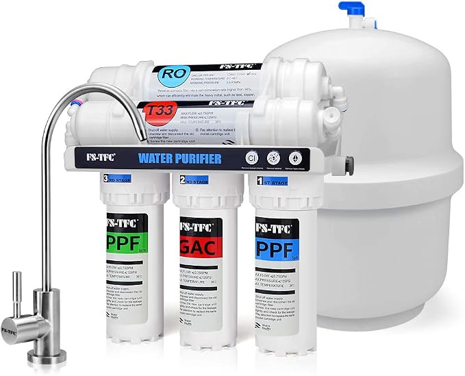5-Stage Reverse Osmosis Water Filter System, NSF Certified 100GPD RO Water by FS-TFC
