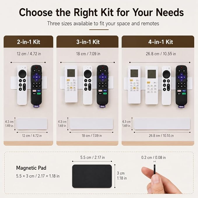 Magnetic Remote Control Holder Kit, Self-Adhesive Wall Mount Organizer - Image 6