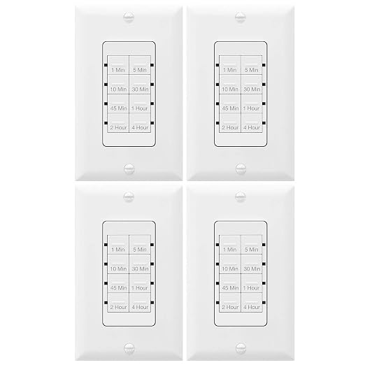 TOPGREENER Wall Countdown Timer Switch, 1-5-10-30-45 min, 1-2-4 Hour, Light by TOPGREENER