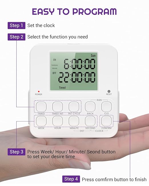 NEARPOW Digital Timer Outlet, 2 Pack Infinite Interval Repeat Cycle Timer Plug - Image 6