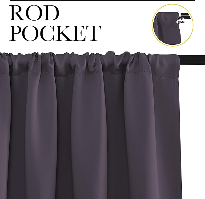NICETOWN RV Blackout Curtains for Camper Windows, Greyish Purple, 29" Wide by 40" Long, 2 PCs, Short Blackout Curtains & Drapes, Thermal Insulated Blackout Curtain Panels for Kids Room, Play Room