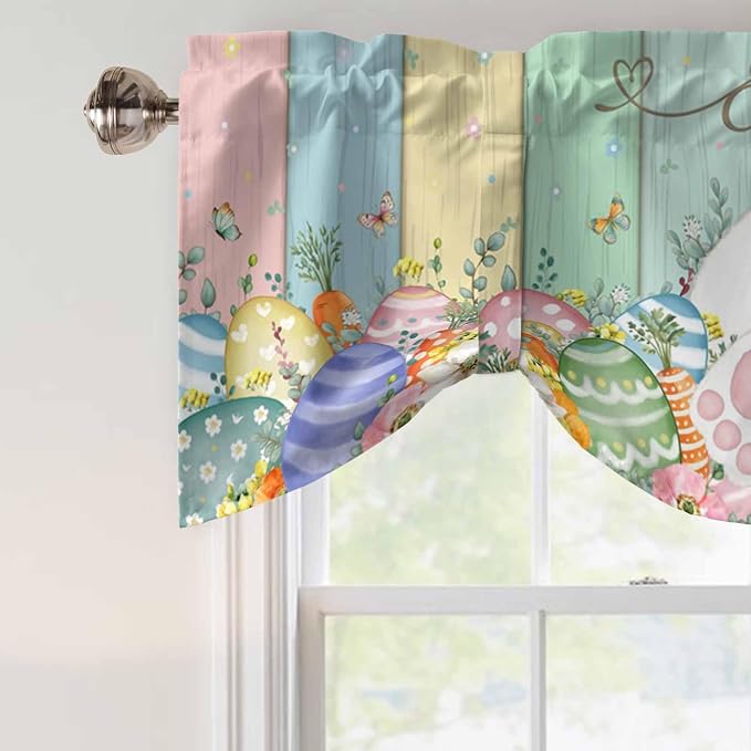 Easter Tie Up Valance Curtains for Windows, Kitchen Curtains Window Shades - Image 4