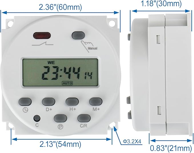 Baomain Time Switch Relay, Digital LCD Programmable Timer, 110V AC Input - Image 4
