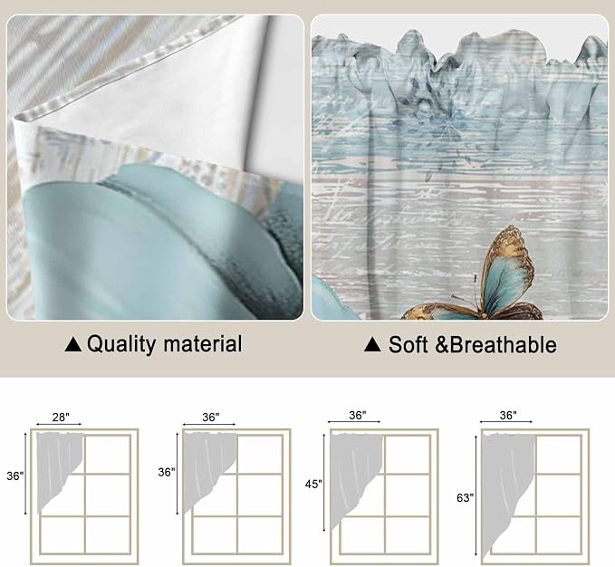 Spring Floral Swag Valances for Windows, Vintage Tulips Flower Butterfly Retro - Image 5