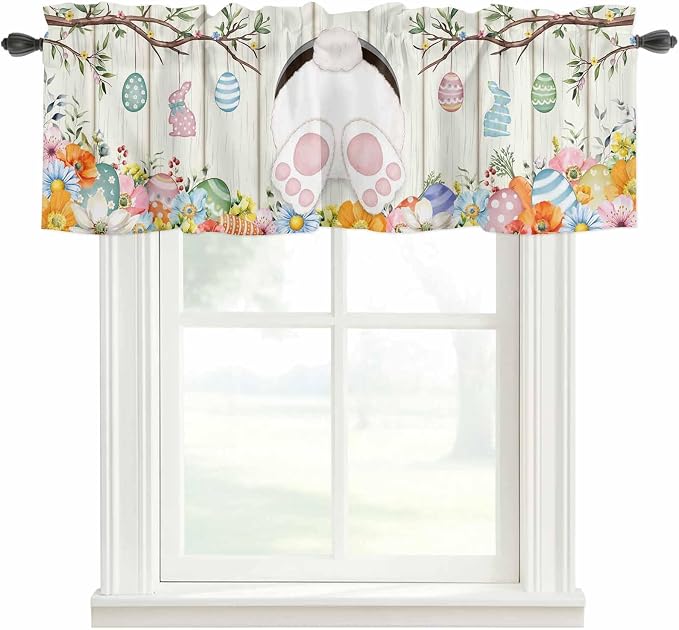 Easter Curtain Valances for Windows, Kitchen Valance Window Treatment, Spring by Unknown