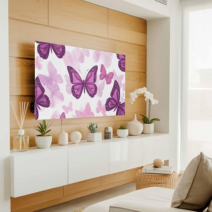 Summer Purple Butterflies Indoor TV Cover, Elastic TV Screen Protector Country - Image 2
