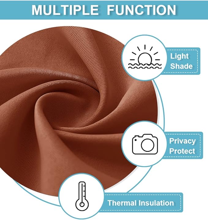 RYB HOME Cafe Blackout Curtains 24 inch Length, RV Curtains for Camper Windows, Mini Short Small Insulating Light UV Blocking Privacy Half Window Tiers, Width 42 by Length 24, Burnt Orange, 2 Panels