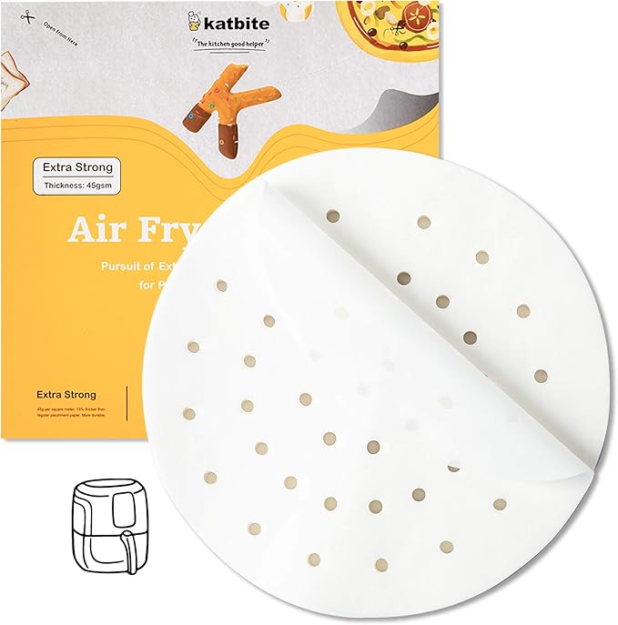 Katbite Air Fryer Parchment Paper Liners 120Pcs, 7.5 inch Perforated Parchment by katbite