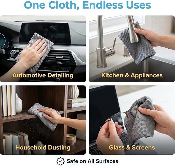 MIRACLEAN Waffle Weave Microfiber Towel, 12 x 12 inches, Barista Towels - Image 5