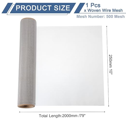uxcell 500 Mesh 79" x 10" Woven Wire Mesh, 316 Stainless Steel Air Vent Filter - Image 2