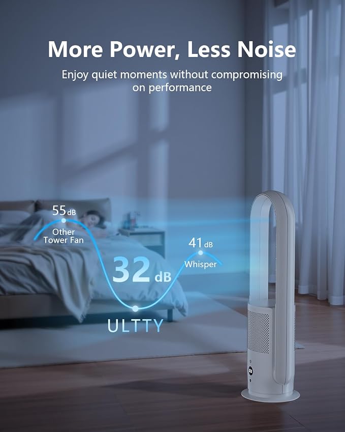 U ULTTY Bladeless Fan with Air Purifier, Quiet Tower Fan with Remote, 9 Speeds - Image 4