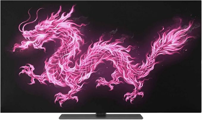 Abstract Pink Flames Dragons on Black Indoor TV Cover, Elastic TV Screen by Unknown