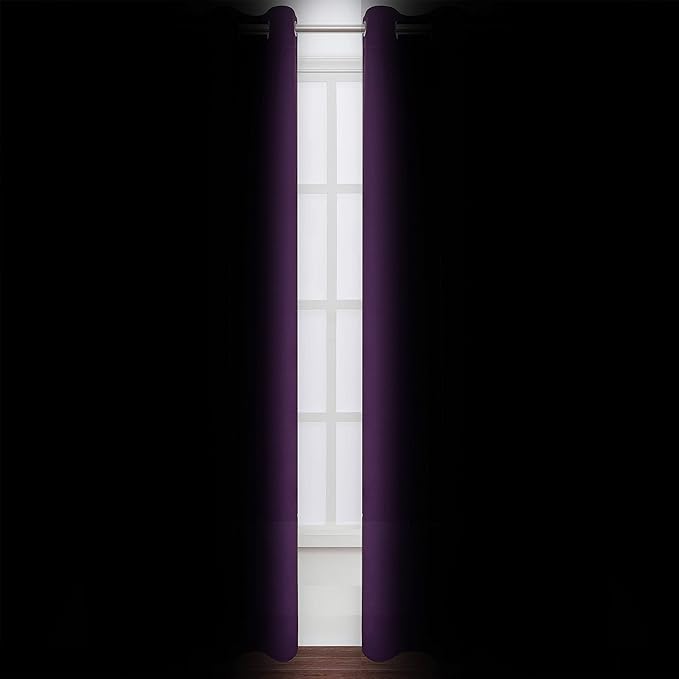LEMOMO Purple Thermal Blackout Curtains/42 x 95 Inch/Set of 2 Panels Room Darkening Curtains for Bedroom
