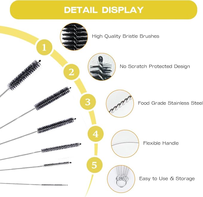 Brush Family Straw Cleaner Brush Set, 6 Piece Long Drinking Straws Cleaning - Image 4