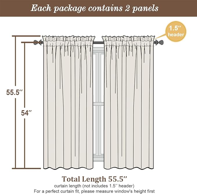 Chyhomenyc Sheer Curtains 54 Inch Long 2 Panels Set, Light Filtering Short Soft Airy Short Cafe Curtains, Modern Rod Pocket for Dinning Living Room Bedroom, Each 42Wx54L in, 2PCS, Aqua