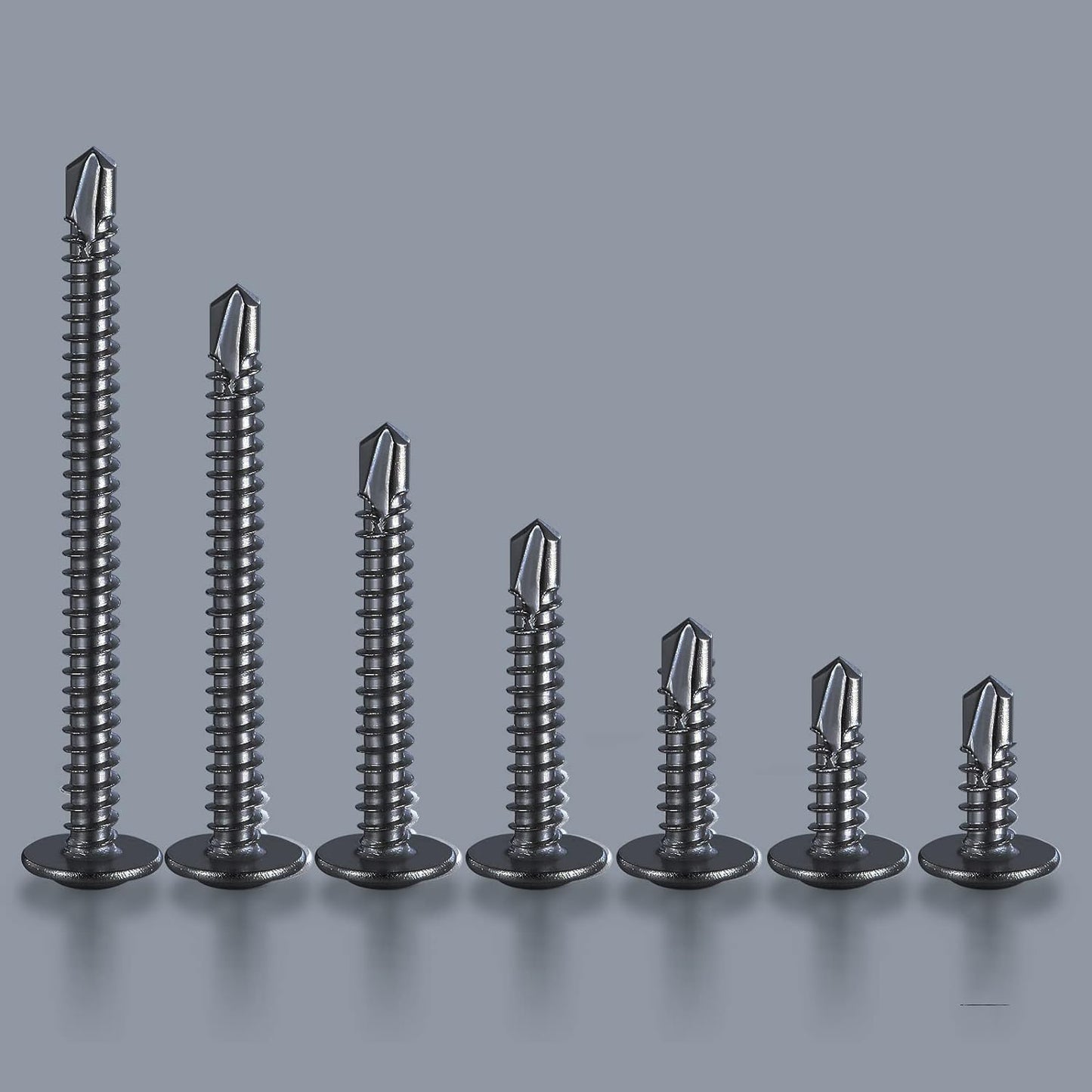 (150Pcs)#8×1-1/4” for Sheet Metal Self-Tapping Screws 410 Black Stainless Steel Truss Head High-Strength Quick Tapping