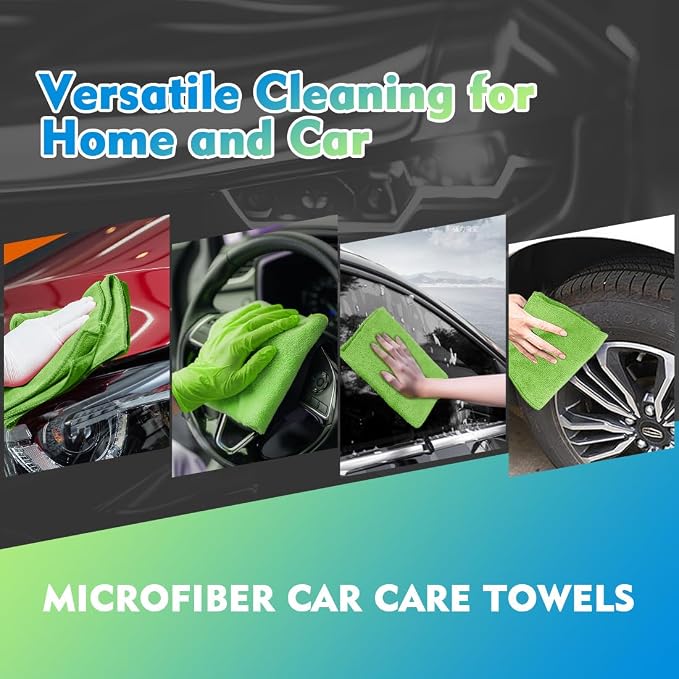 HOMEXCEL Green Microfiber Cleaning Cloth 12 Pack, 12.5 x 12.5 inch Microfiber - Image 4