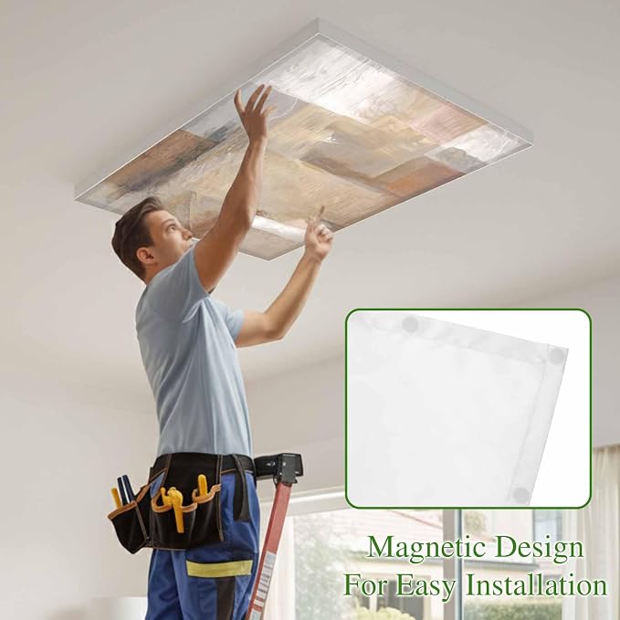 2 Pack Abstract Paint Art Fluorescent Light Covers Retro Brown Scratch Texture - Image 3