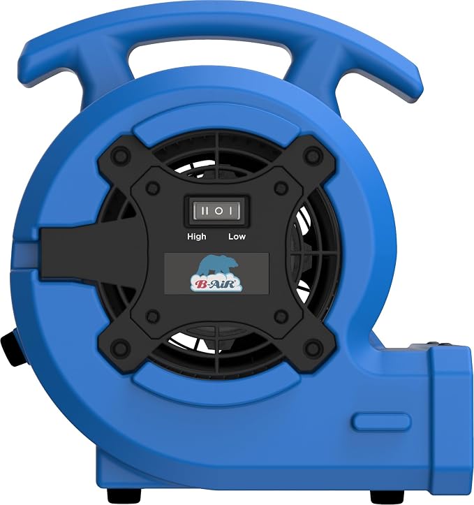 B-Air VP Series 1/8 HP Air Mover Commercial Floor Fan, 2 Speeds, 3 Drying Angles - Image 4